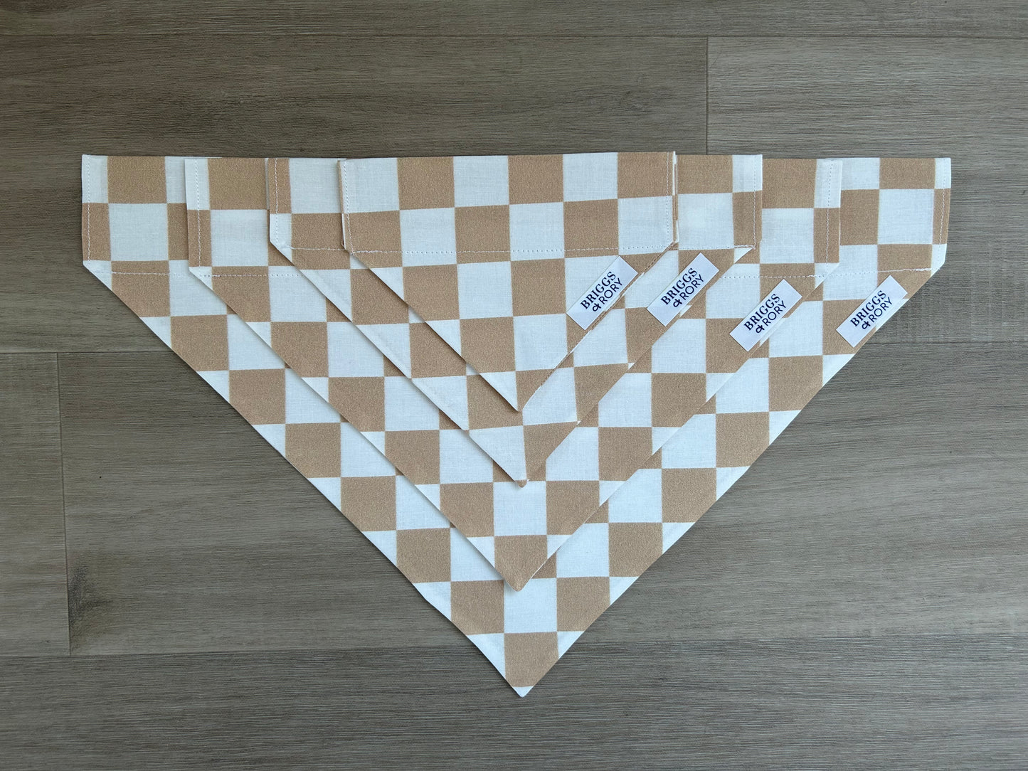 Tan and White Checkered Dog Bandana