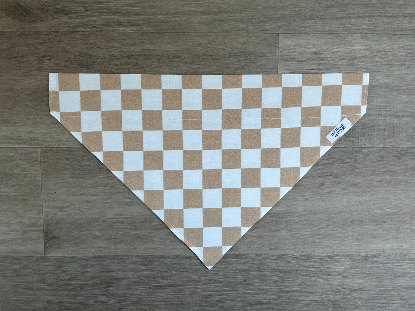 Tan and White Checkered Dog Bandana