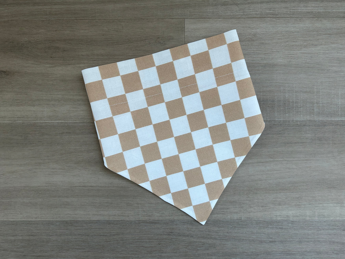 Tan and White Checkered Dog Bandana