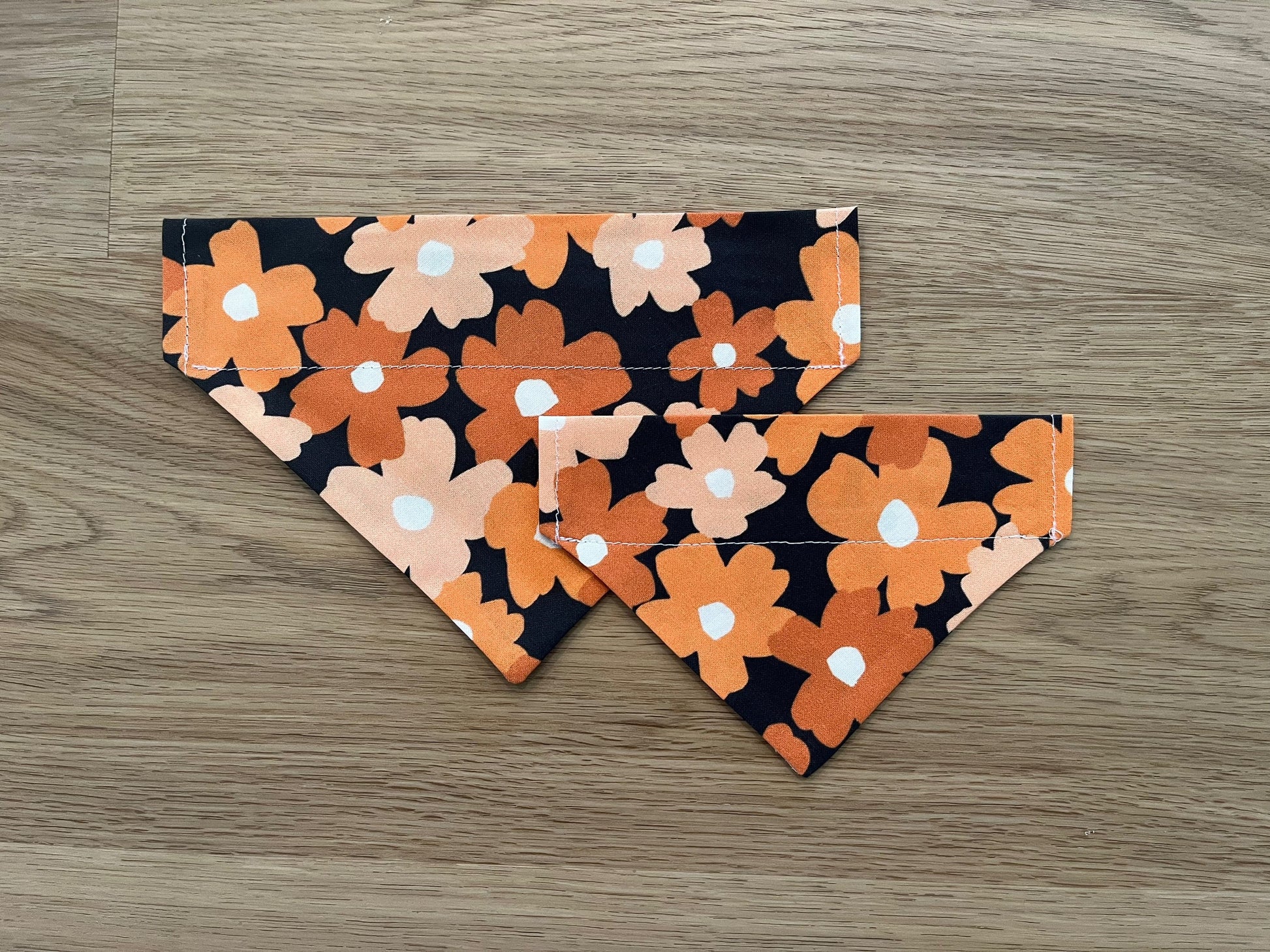 Orange Floral Over the Collar Dog Bandana