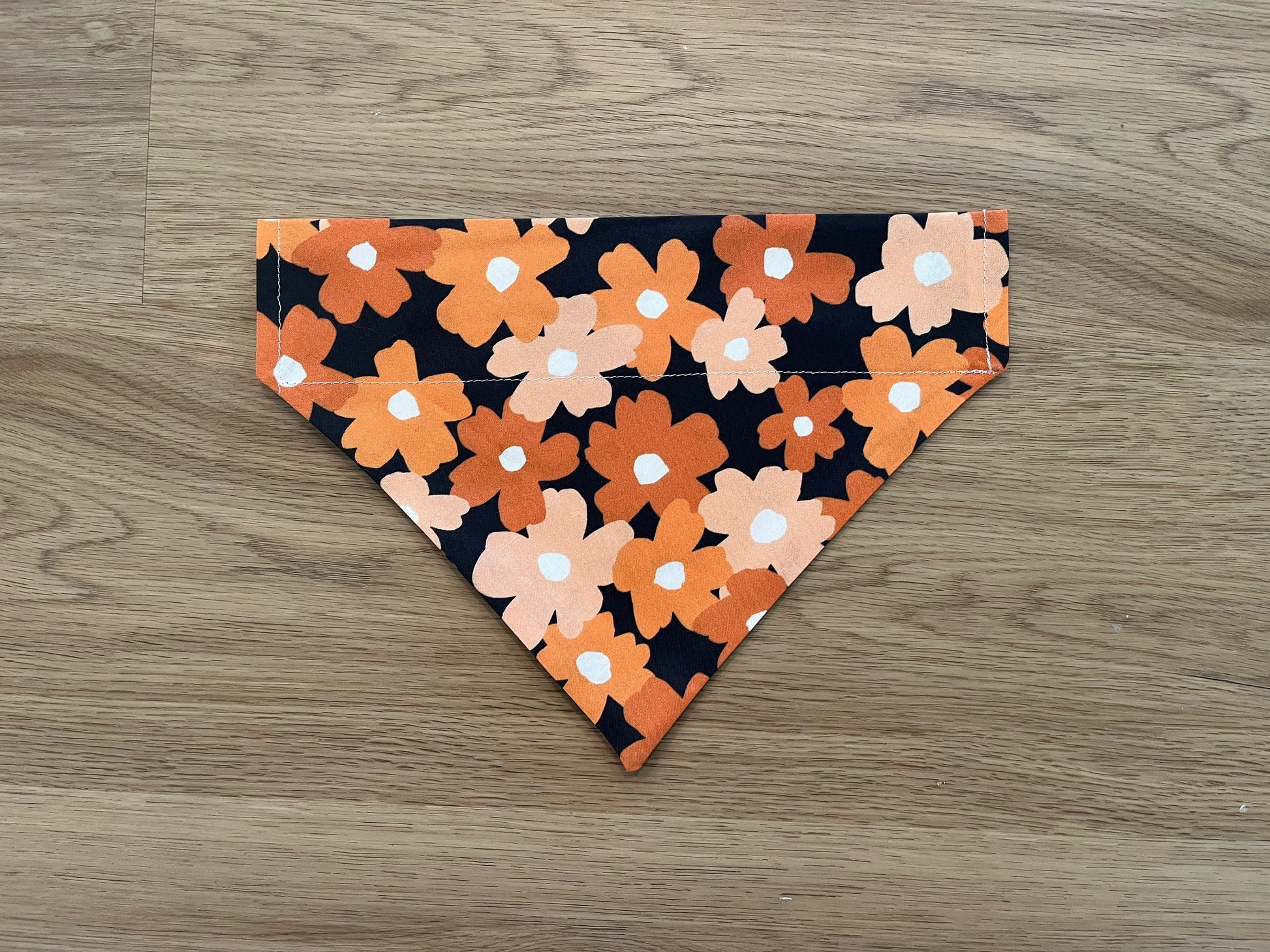 Orange Floral Over the Collar Dog Bandana