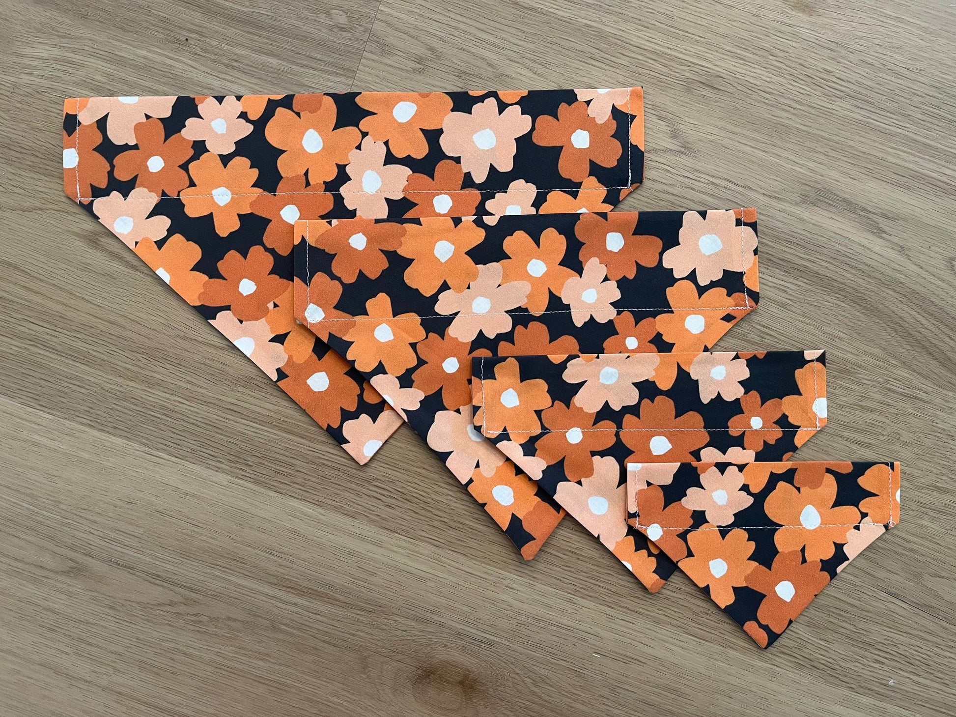 Orange Floral Over the Collar Dog Bandana